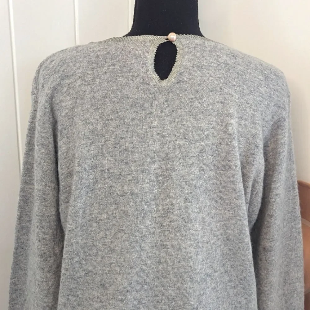 VTG Casual Corner Lambswool Jewelled Quiet Luxury Eclectic Grandma Cozy LG